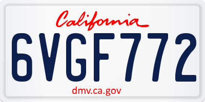 CA license plate 6VGF772