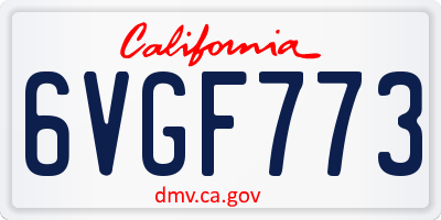 CA license plate 6VGF773