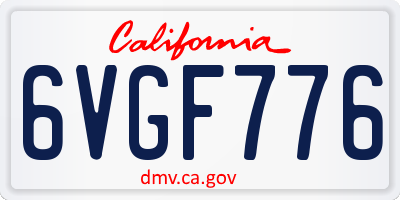 CA license plate 6VGF776