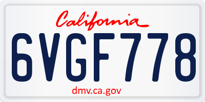 CA license plate 6VGF778