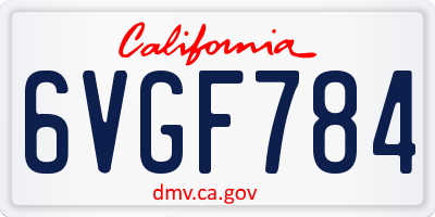 CA license plate 6VGF784