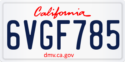 CA license plate 6VGF785