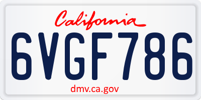 CA license plate 6VGF786