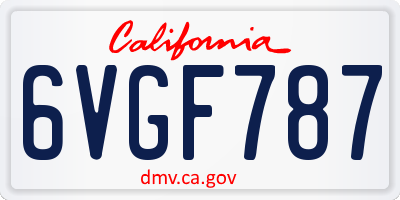 CA license plate 6VGF787