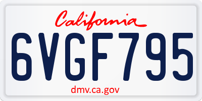 CA license plate 6VGF795