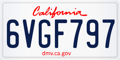 CA license plate 6VGF797