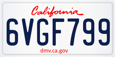 CA license plate 6VGF799