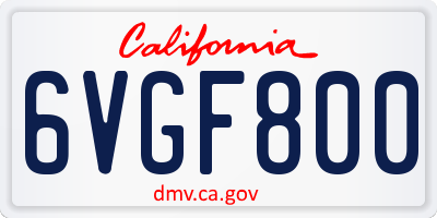 CA license plate 6VGF800
