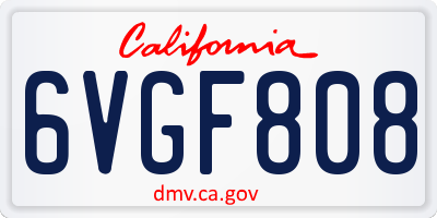 CA license plate 6VGF808