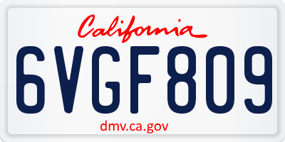 CA license plate 6VGF809