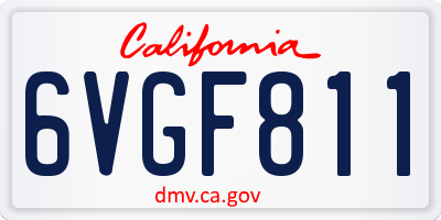 CA license plate 6VGF811
