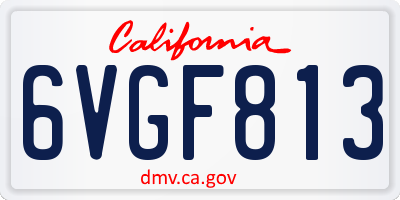 CA license plate 6VGF813