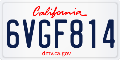 CA license plate 6VGF814