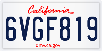 CA license plate 6VGF819