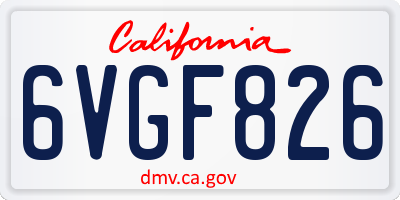 CA license plate 6VGF826