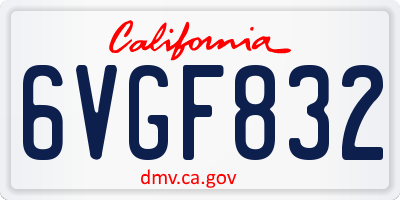CA license plate 6VGF832