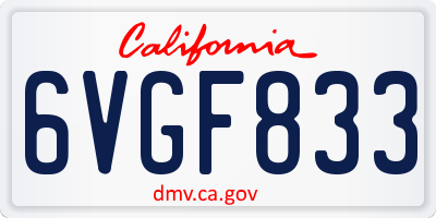 CA license plate 6VGF833