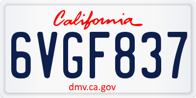 CA license plate 6VGF837