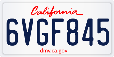 CA license plate 6VGF845