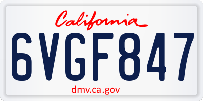 CA license plate 6VGF847