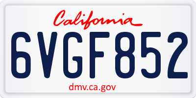 CA license plate 6VGF852