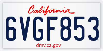 CA license plate 6VGF853