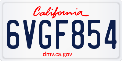 CA license plate 6VGF854