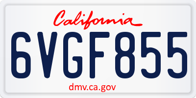CA license plate 6VGF855
