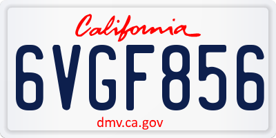 CA license plate 6VGF856