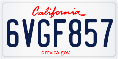 CA license plate 6VGF857