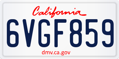 CA license plate 6VGF859