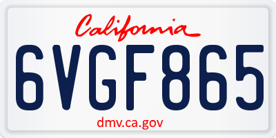 CA license plate 6VGF865