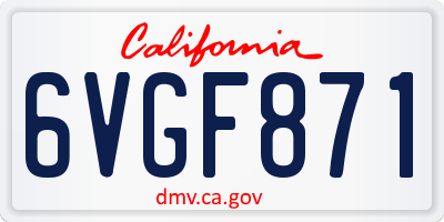 CA license plate 6VGF871