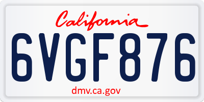 CA license plate 6VGF876