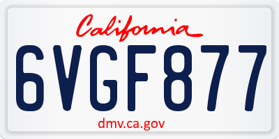 CA license plate 6VGF877