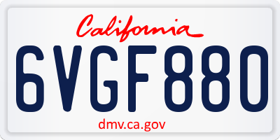 CA license plate 6VGF880