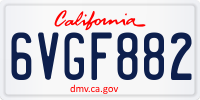 CA license plate 6VGF882