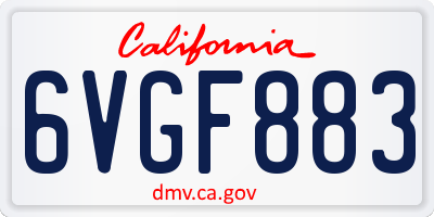 CA license plate 6VGF883