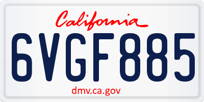 CA license plate 6VGF885
