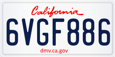 CA license plate 6VGF886