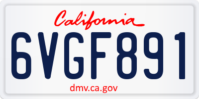 CA license plate 6VGF891