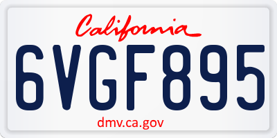 CA license plate 6VGF895