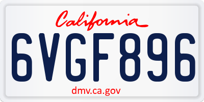 CA license plate 6VGF896