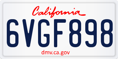 CA license plate 6VGF898