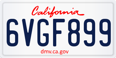 CA license plate 6VGF899