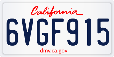 CA license plate 6VGF915