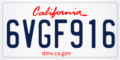 CA license plate 6VGF916
