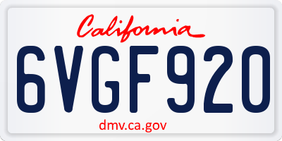 CA license plate 6VGF920