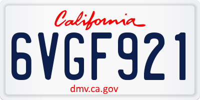 CA license plate 6VGF921