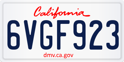 CA license plate 6VGF923